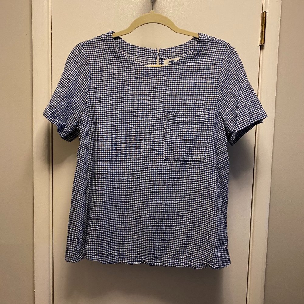 Old Navy Short Sleeve Gingham Shirt - Blue